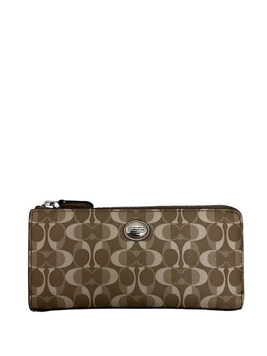 Coach Handbags - COACH - BROWN TAN TEXTURED LEATHER LONG PEYTON DREAM ZIP WALLET